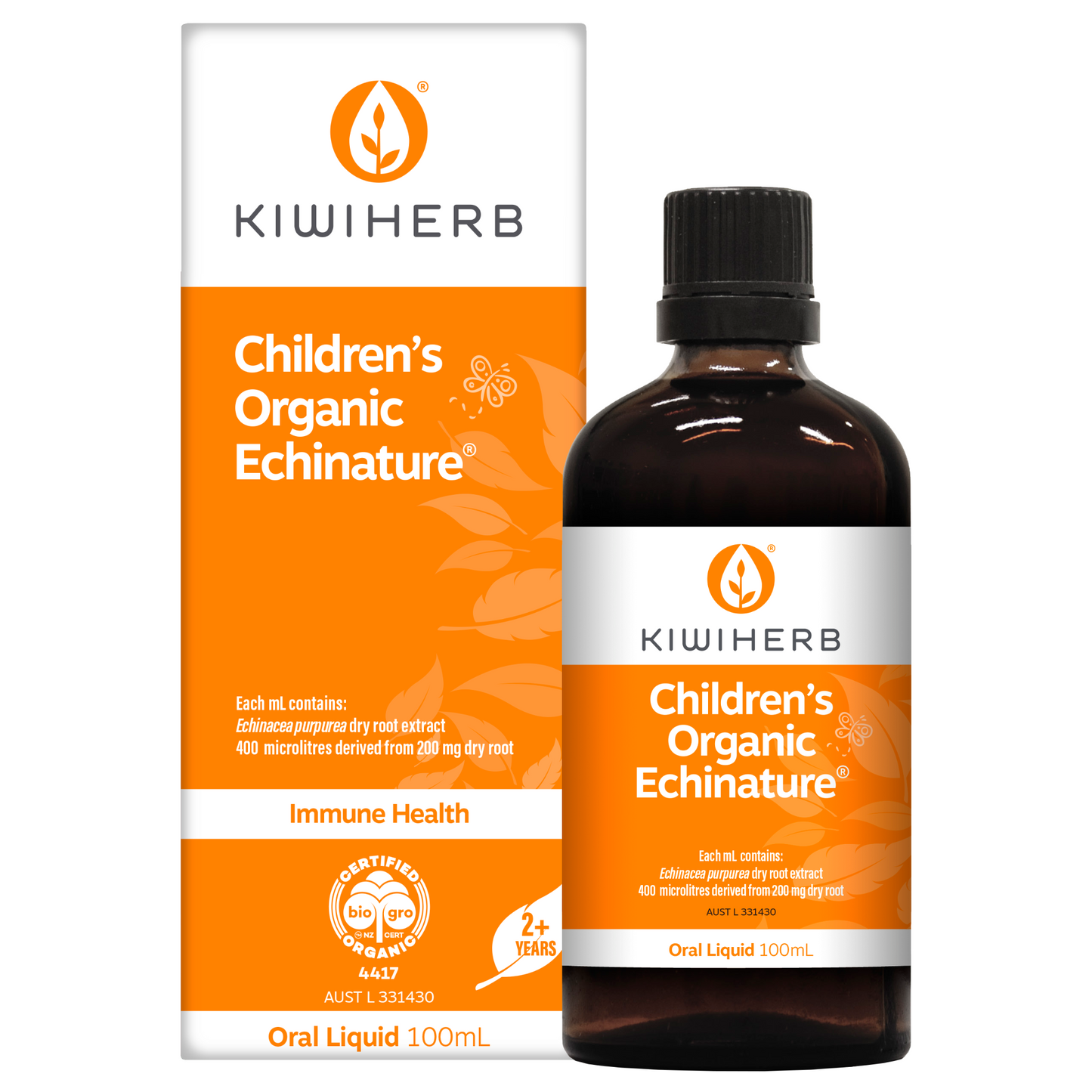 Children's Organic Echinature with orange packaging on a white background.